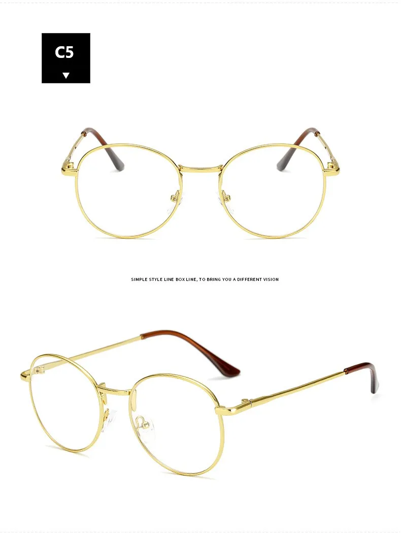 Ретро старинные очки Рамка для мужчин и женщин модный бренд дизайнерские круглые очки металлические черные золотые Серебристые серые очки Рамка