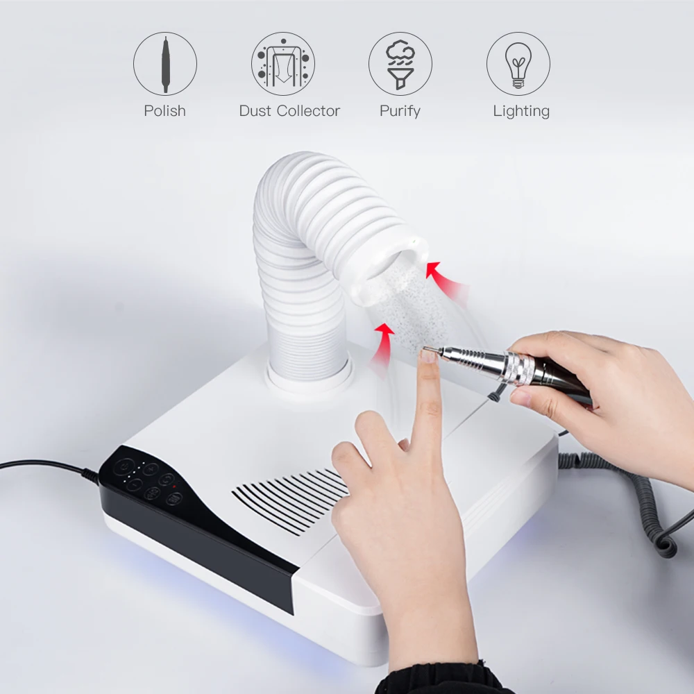 Profissional do Salão de Beleza Fuctions do Unha para Oneset Coletor de Poeira do Unha Conduziu a Broca do Unha da Lâmpada Claro com 6 Bancada Pces 35000rpm 4-em-1 60 w 6 Cheap Equipamento de unhas artísticas