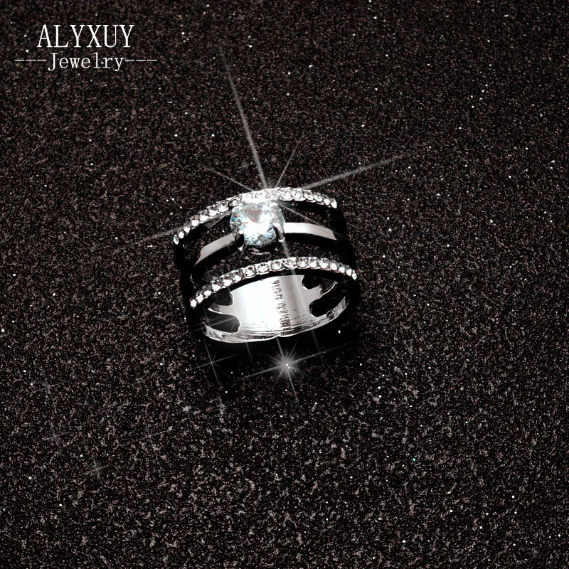 

fashion wedding jewelry sivler color multilayer zircon CZ finger ring gift for women girl R4082