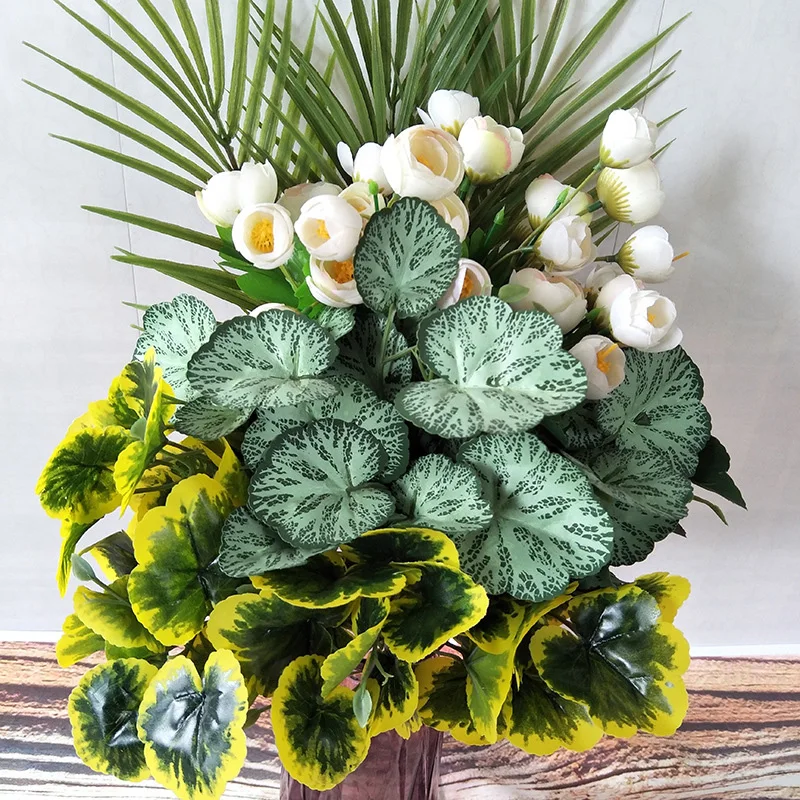 Flone Artificial Latex Small Flower Bouquet Fake Flowers 35cm Artificial Sea Otter Leaf Home Living Room Flower Art Decoration (3)