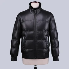 YOLANFAIRY, мужская куртка из натуральной кожи, овечья кожа, гусиный пух, зимняя теплая толстая верхняя одежда, Casaca De Pluma 16-H32# MF379