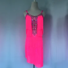 Латинских танцев пикантные алмаз кисточкой латинские танцы платье для детей женщин танцевальная конкурс платья S-4XL F103