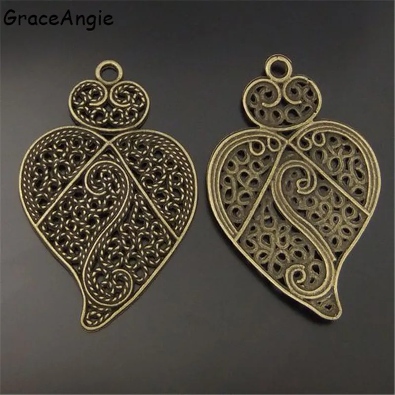 GraceAngie 8 шт. Винтажный стиль Сова Античная бронза полый узор кулон шармы для женщин