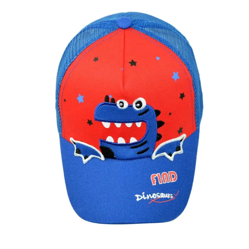 Kids Baby Summer Mesh Back Adjustable Baseball Cap Cute Cartoon Dinosaur Embroidery Tennis Hip Hop Cotton Trucker Sun Hat 2-10T - Цвет: I