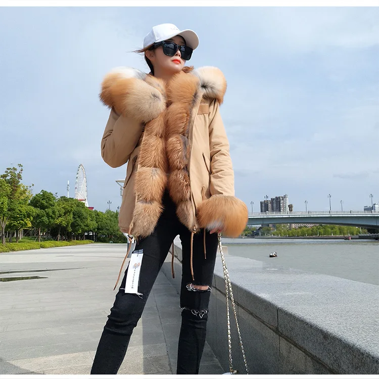 Новинка 2018 года зимние куртки Лисий мех воротник искусственный мех подкладка пальто для женщин