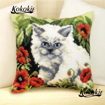 

DIY cross stitch set sales throw pillow case fabric material for handicraft embroider Needlework pillow kits cartoon cushion mat