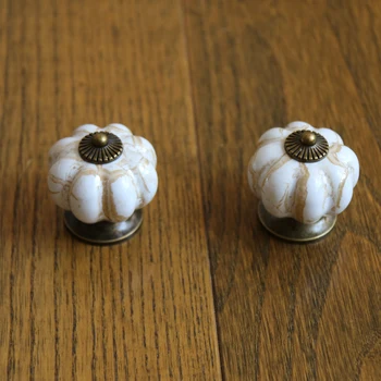 

40mm Ceramic marble Vein Pumpkin Cabinet Knob Cupboard Dresser Furniture Kitchen Drawer Knobs Handle Pulls