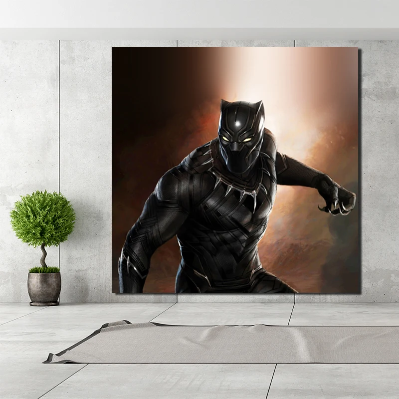 

Marvel Black Panther Marvel Canvas Painting Prints Living Room Home Decoration Modern Wall Art Oil Painting Posters Pictures HD