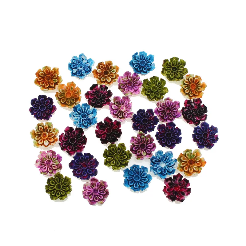 

50Pcs Mixed Colorful Resin Flower Decoration Crafts Flatback Cabochon Beads Embellishments For Scrapbooking DIY Accessories
