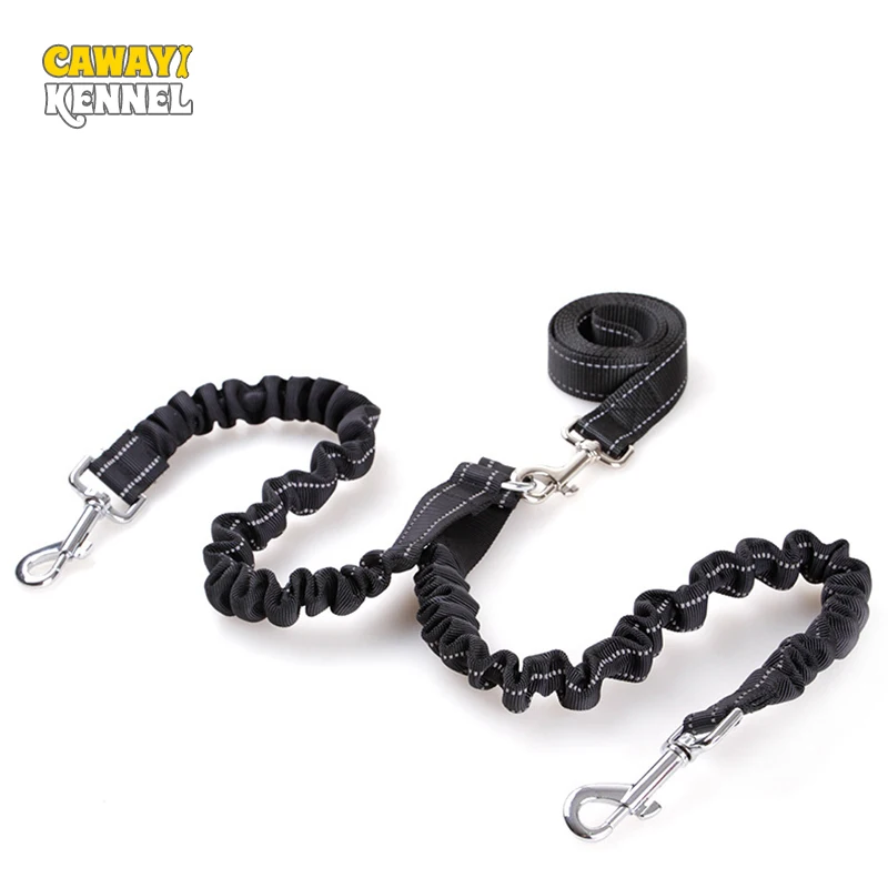 CAWAYI KENNEL Dog Elasticity Leashes for Two Dogs Nylon Double Dog
