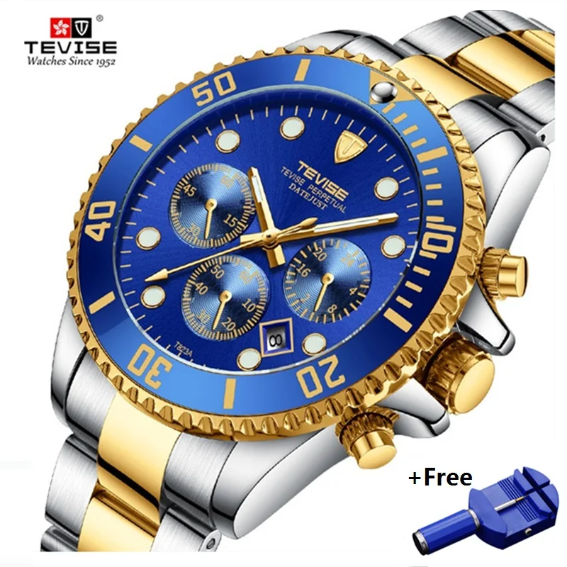 

TEVISE Quartz Watches Men Waterproof Luxury Brand Watch Date Man Stianless Steel Mens Wrist Watch Male Clock erkek kol saati