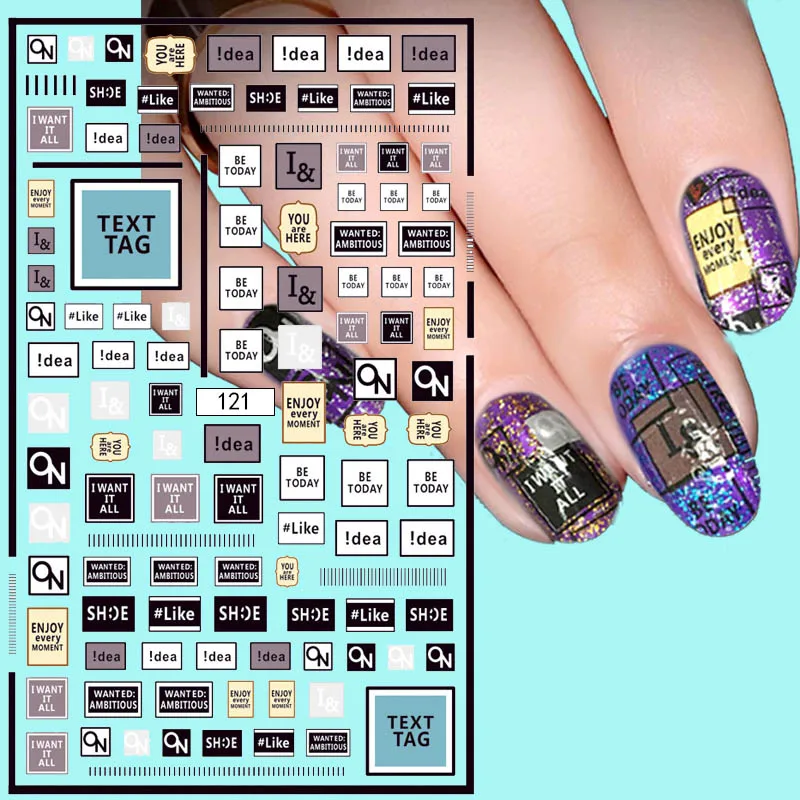 

2 Sheets Hot Words English 3D Nail Art Stickers Adhesive Alphabet Nail Tips Decals DIY Beauty Manicure Decorations