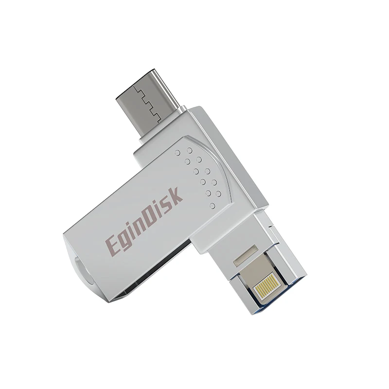 Usb флеш-накопитель для iPhone, iPad, Android, внешний накопитель 128 ГБ, Lightning, TYPE-C, USB 3 в 1, флешка, подарок - Цвет: Серебристый