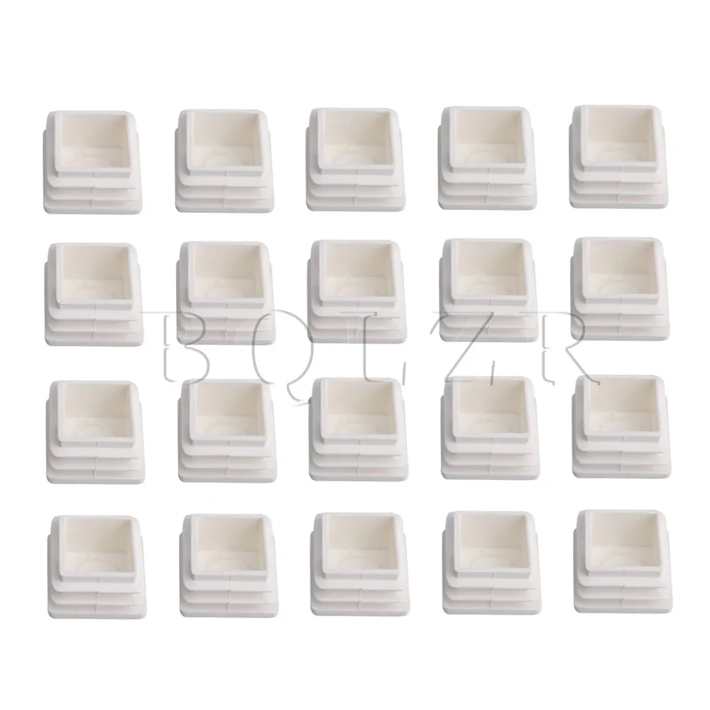 20-1/" White Square Tubing Plastic Hole Plugs 1 Inch End Cap 1/"x1/" Chair Glide