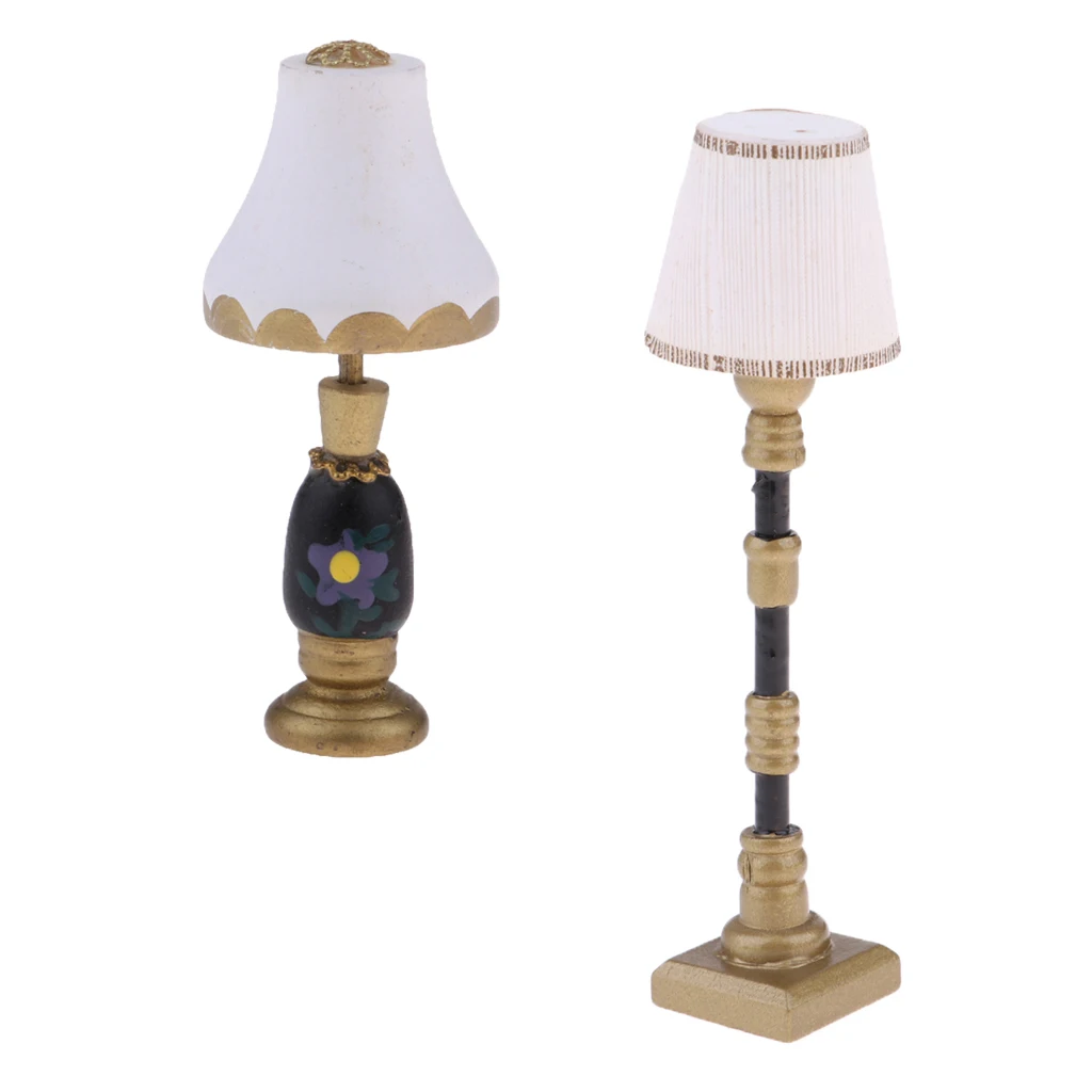 1/12 Dollhouse Miniature Furniture Bedside Lamp Floor Lamp & Table Lamp Light Model Dollhouse Miniature