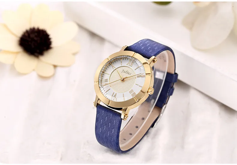 Юлий леди Для женщин часы Японии кварцевых часов тонкой Мода часы платье кожаный браслет Ретро Простой девушки подарок на день рождения