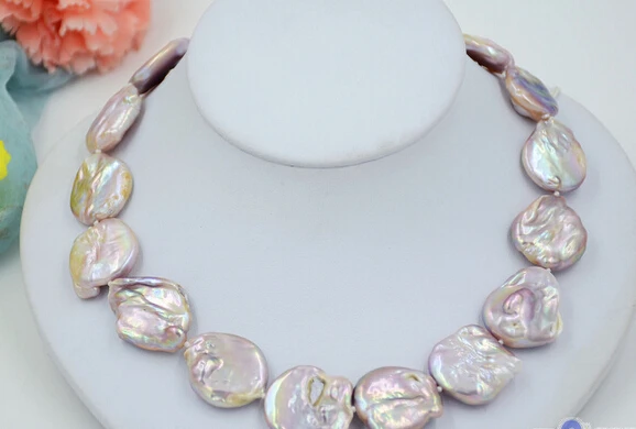 

N1618 lavender BAROQUE coin KESHI REBORN PEARL NECKLACE % Discount AAA