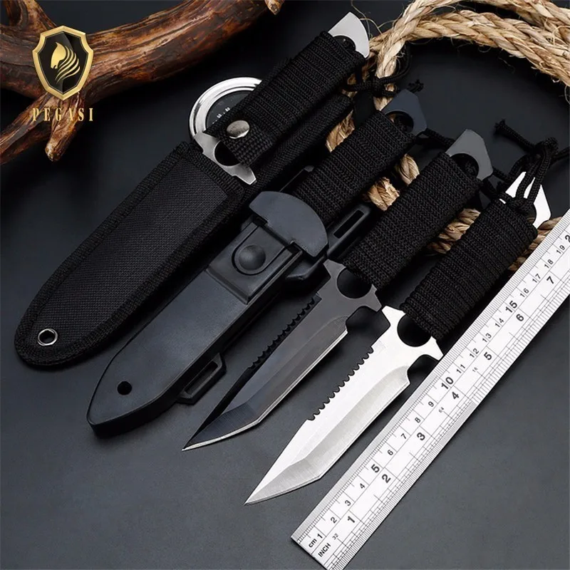 

Hunting knife fixed bladeTactical Paratroopers Knife Hunt Stainless Steel Diving Outdoor Survival Camping Pocket Knives machet