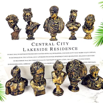 

10Pcs/set Voltaire Apollo David Venus Statue Zeus Hera Bust Head Portraits Home Decorations Resin Art Craft Creative Gift L2740
