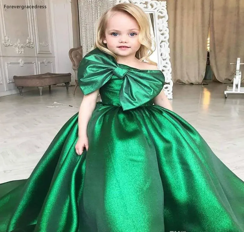 green silk ball gown