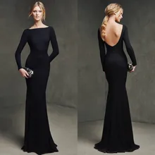Fashionable Boat Neckline Long Sleeve Black Mermaid Prom Dresses 2015 Sexy Backless Formal Evening Gowns Robe de soiree Fashionable Boat Neckline Long Sleeve Black Mermaid Prom Dresses 2015 Sexy Backless Formal Evening Gowns Robe de soiree