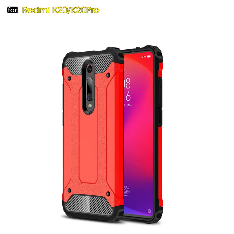 Luxury Armor Shockproof Case For Xiaomi Redmi K20 Pro Mi9t Mi 9T 9 CC9 CC9E A3 Lite Redmi Note 8 7 7A 8A 10 8T Soft Bumper Cover - Цвет: red