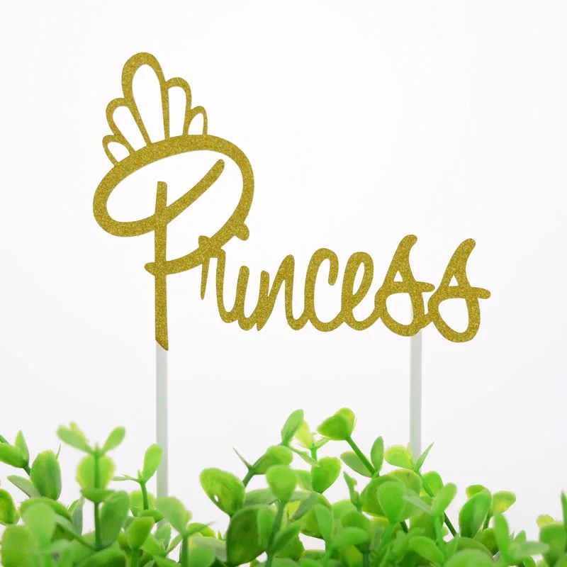 

20pc Cake Toppers Flags Princess Queen Girl Glitter Cupcake Topper Kids Birthday Wedding Bride Cake Party Baby Shower Baking DIY