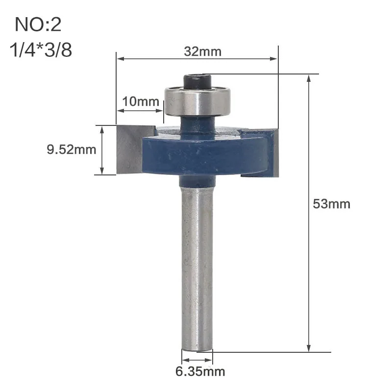 1 шт. 6,35 мм 1/" хвостовик Prrofessional ранг Rabbeting Т-образные Фрезерные фрезы с подшипником карбида вольфрама Т-образные фрезы для дерева