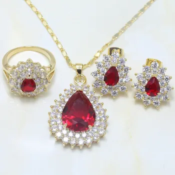 

Otogo Transing Fashion Jewelry Set Water Drop Shape Clear Crystal Earring/Necklace Set S9069 fast shipping High Quality in EU