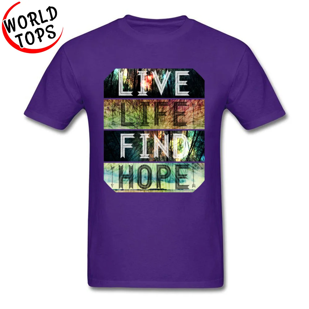 Live. Life. Find. Hope T-shirts for Men Summer Summer Tops & Tees Short Sleeve Retro Unique Tops Shirts Round Neck Cotton Live. Life. Find. Hope purple