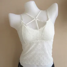 Женское кружевное цветочное полое Нижнее белье Майки с бретельками, сексуальный обрезанный Топ, однотонные топы, жилет на груди, мягкие топы на бретелях