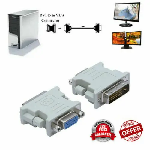 

DVI to VGA Converter Adapter DVI-D 24+1 Male To VGA 15 Pin Female Converter Adapter for LCD HDTV Screen 3D17