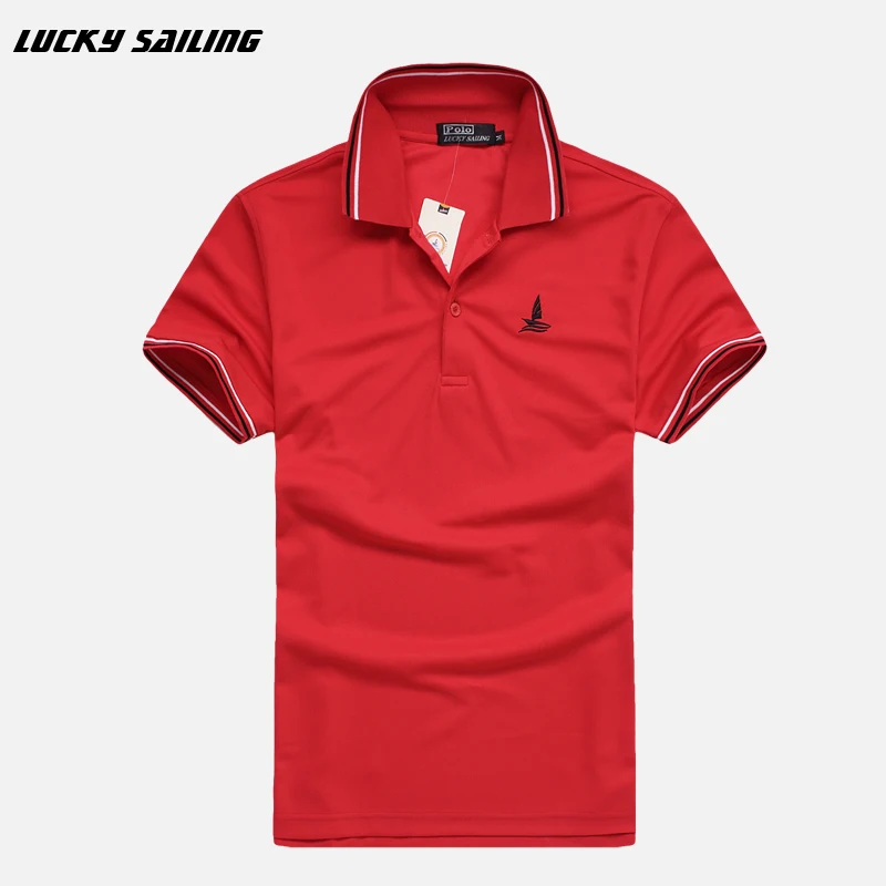محظوظ الإبحار ماركة الرجال بولو جولف قمصان قطن قمصان السريع الجاف الرجال ضئيلة قمم قصيرة الأكمام قميص الرياضة جيرسي جولف التنس