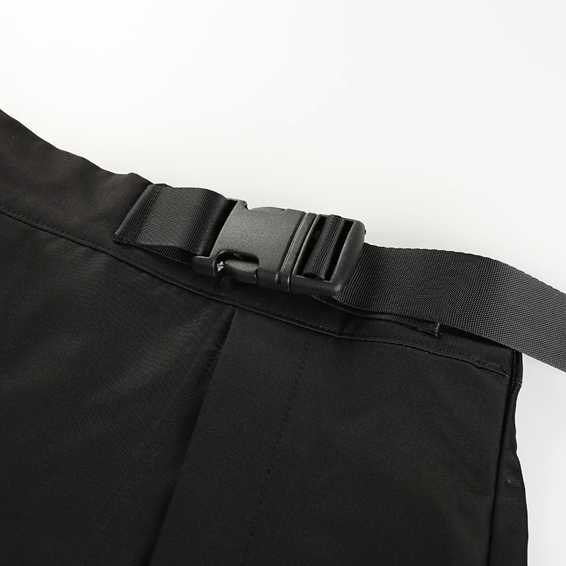 10Sweetown Black Korean Style Women Skirt Womens Vogue Belt High Waist Short Skirts Woman Sexy Cotton Split Side Summer 2018 Skirt