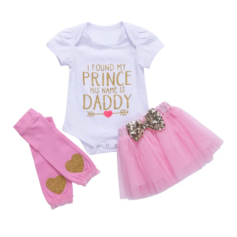 Girls Clothing Set 3PCS Newborn Baby Girls Princess Romper Tutu Leg Warmer Lace Cute Brief Short Sleeve 0-18M Girls Clothes