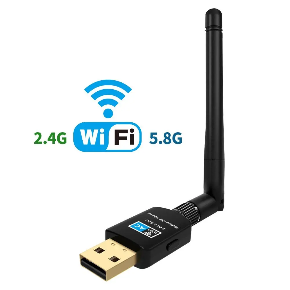 600 Мбит/с USB Wifi адаптер для настольных Доль Band 2,4 ГГц/5 ГГц 433 Мбит/с 802,11 ac/a /b/g/n USB Беспроводной сетевой адаптер для рабочего стола/