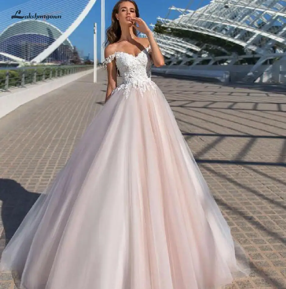 Lakshmigown сексуальное свадебное платье принцессы Новое свадебное платье с открытыми плечами желинлик Розовые Свадебные платья быстрой доставки - Цвет: Розовый