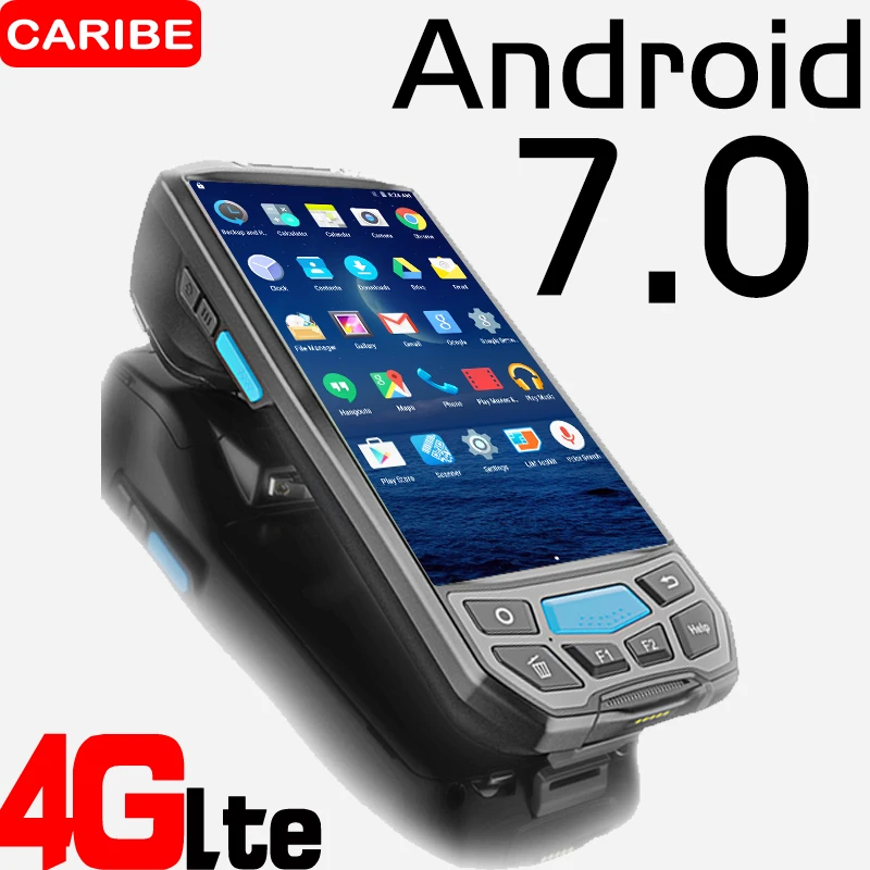 CARIBE 1D 2D الباركود ماسحة جهاز RFID يدوي طابعة رموز Qr المساعد الشخصي الرقمي في الصناعة الروبوت مع WIFI NFC UHF