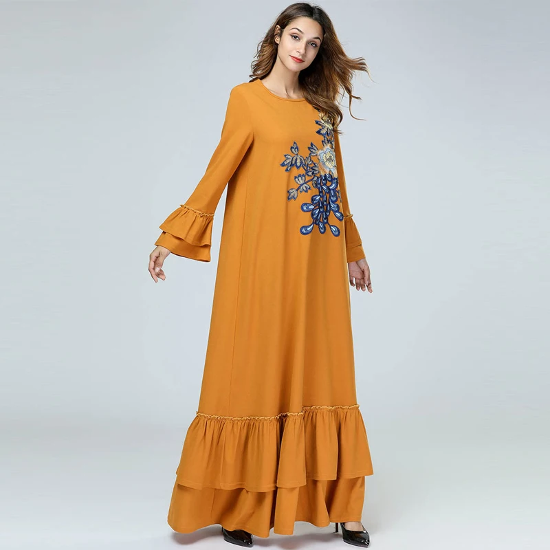 Плюс Размеры Дубай Турецкая абайа Исламская Костюмы мусульманское платье хиджаб джилбаба кафтан Elbise Рамадан Оман Абая для женщин роковой