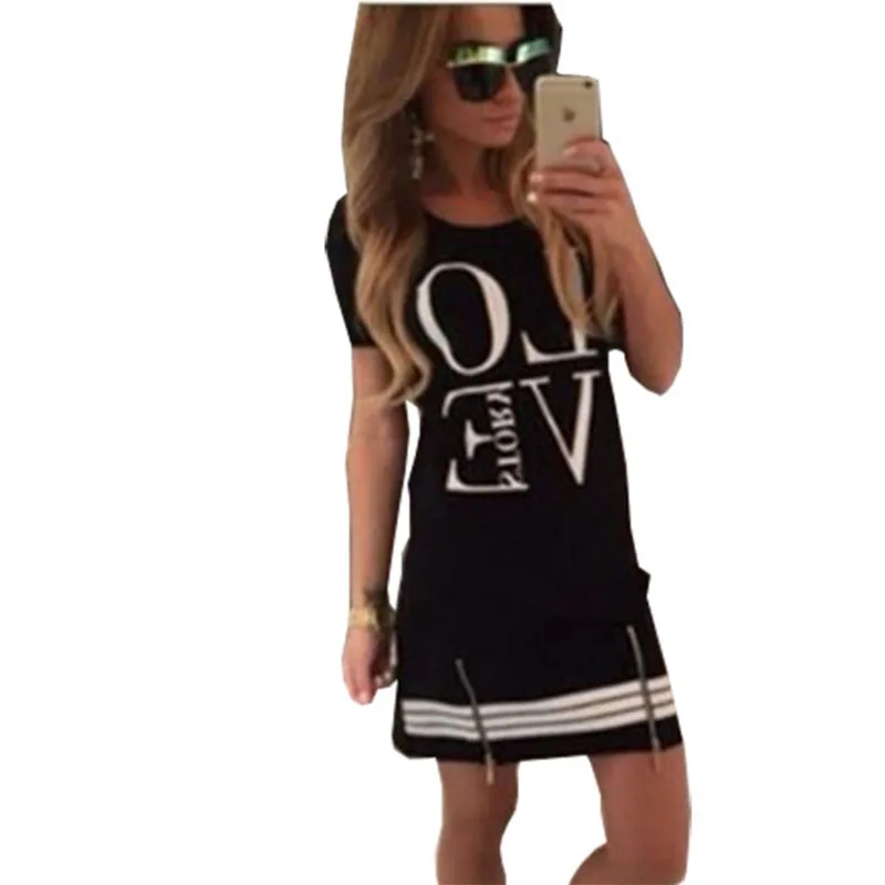 Женская футболка на молнии с надписью LOVE модная длинная короткими рукавами LBD301