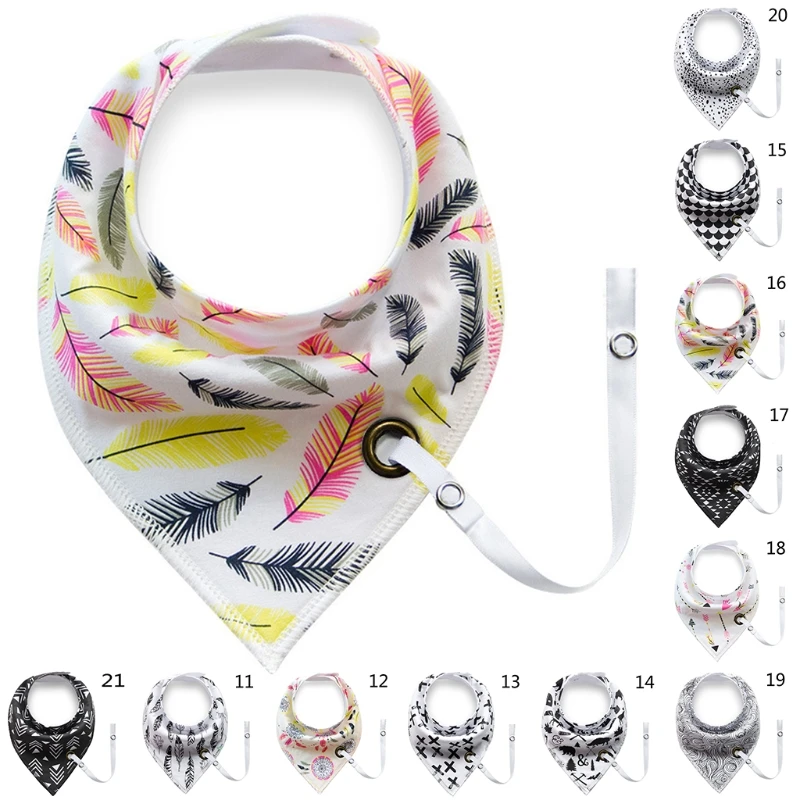 

Baby Infant Toddler Cotton Triangle Bib Saliva Towel Head Scarf w/ Pacifier Clip-P101
