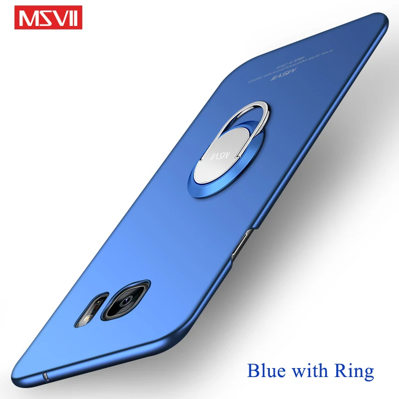 Blue with Ring Для samsung Galaxy S6 Edge чехол MSVII палец кольцо тонкий чехол для samsung S6 S 6 жесткая задняя крышка из ПК чехол для Galaxy S6 Edge - Цвет: Blue with Ring