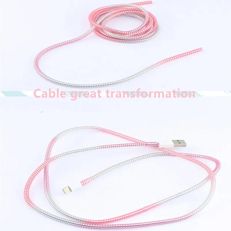 Новое покрытие блестки 1,5 м 3 в 1 ТПУ Спираль usb зарядка протектор сердцевины кабеля сматывание кабеля защита кабеля для iphone Android