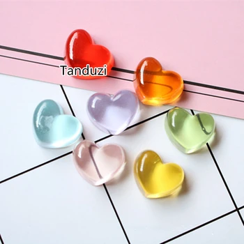 

Tanduzi 100PCS Cute Resin Candy Heart Flatback Cabochon Jelly Candy Resin Scrapbooking DIY Dollhouse Deco Parts