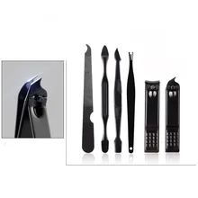 Нержавеющая сталь кусачки для ногтей Черный ножницы для ногтей "индивидуального дизайна Уход за ногтями УФ-гель инструмент для обрезки комплект кейсы для косметики