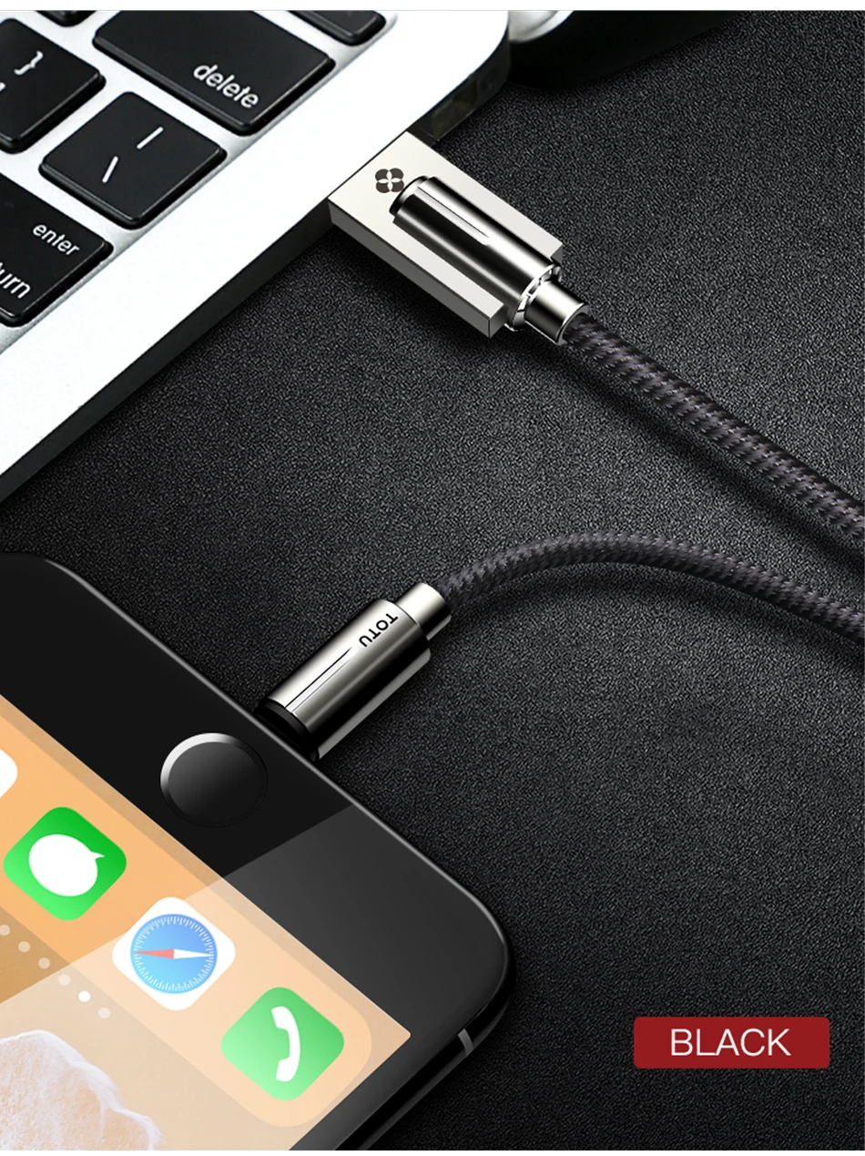 TOTU USB цинковый сплав кабель для быстрой зарядки для iPhone 5 5S SE кабель для IPad мобильный телефон кабель для iPhone X 8 7 6