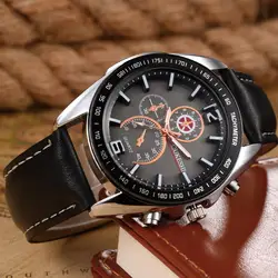 Для мужчин часы Reloj Hombre для мужчин роскошные нержавеющая сталь кварцевые, армейские, спортивные кожаный ремешок Циферблат наручные часы