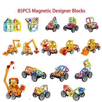 

85Pcs/lot 3D Magnetic Designer Building Blocks Enlighten Bricks Educational Toy ABS DIY Creative Model Blocks Christmas Kid Gift