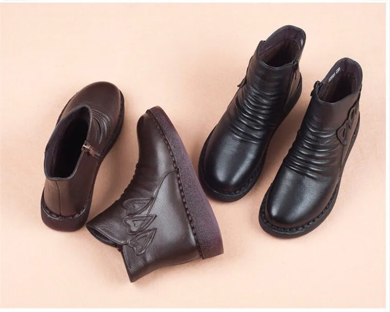 BEYARNE2019 новые ботильоны ручной работы в стиле ретро из натуральной кожи; бархатная хлопковая обувь; повседневные Мокасины на плоской подошве; женская обувь; e824