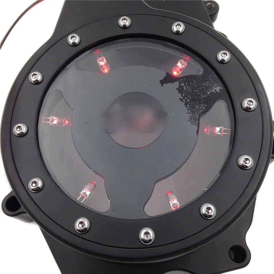 

Aftermarket free shipping motorcycle parts LED see through Engine Stator cover for Yamaha YZF R6 2003-2006 03-09 R6S BLACK